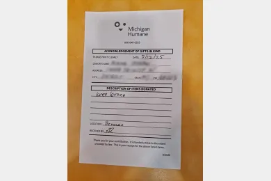 Donation from LOVEPLUSPET to Michigan Humane