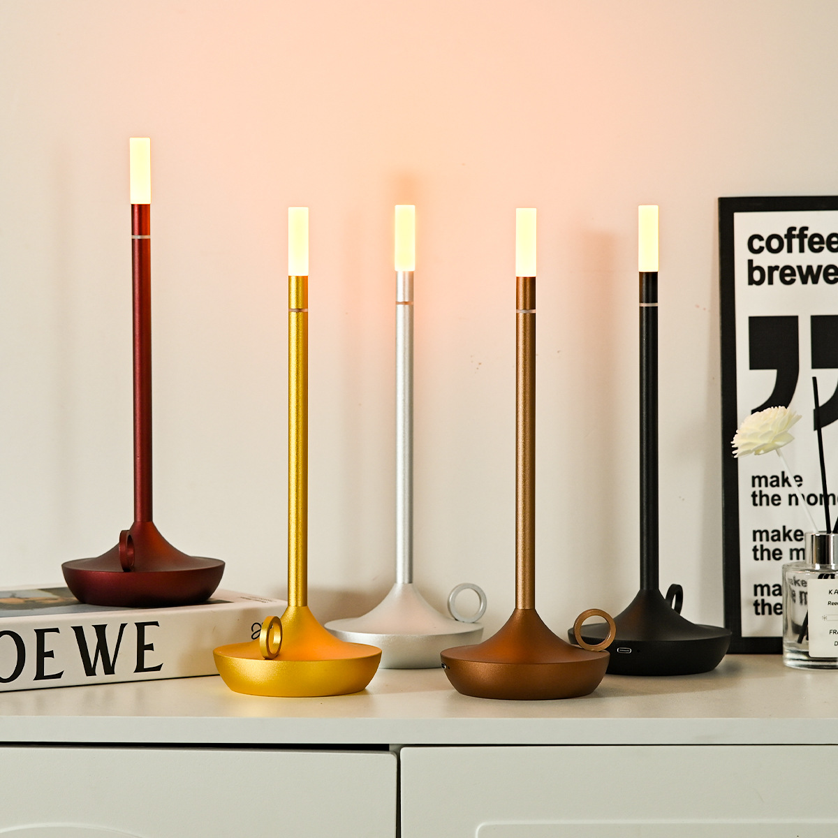 Getglow Candle-Style Metal Table Lamp with LED