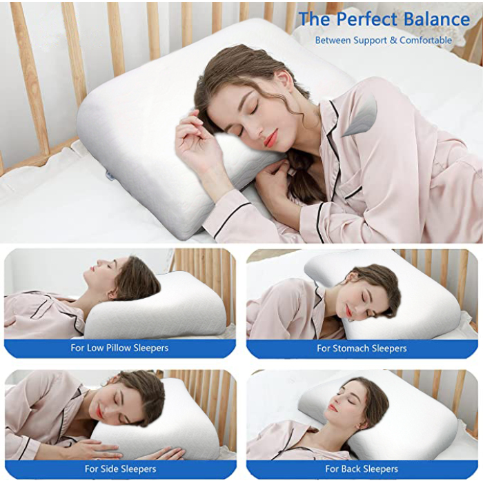 Contour Memory Foam Pillows For Neck Pain Cervical Pillow Bundle 2 Pack