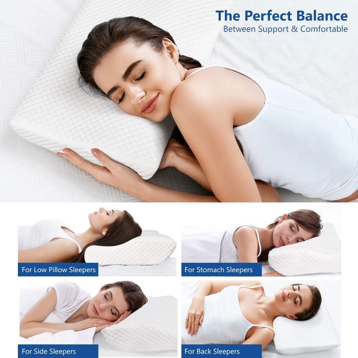 Cervical Memory Foam Pillows For Neck Pain Contour Pillow Bundle 2 Pack