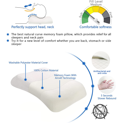 Contour Memory Foam Pillows For Neck Pain Cervical Pillow