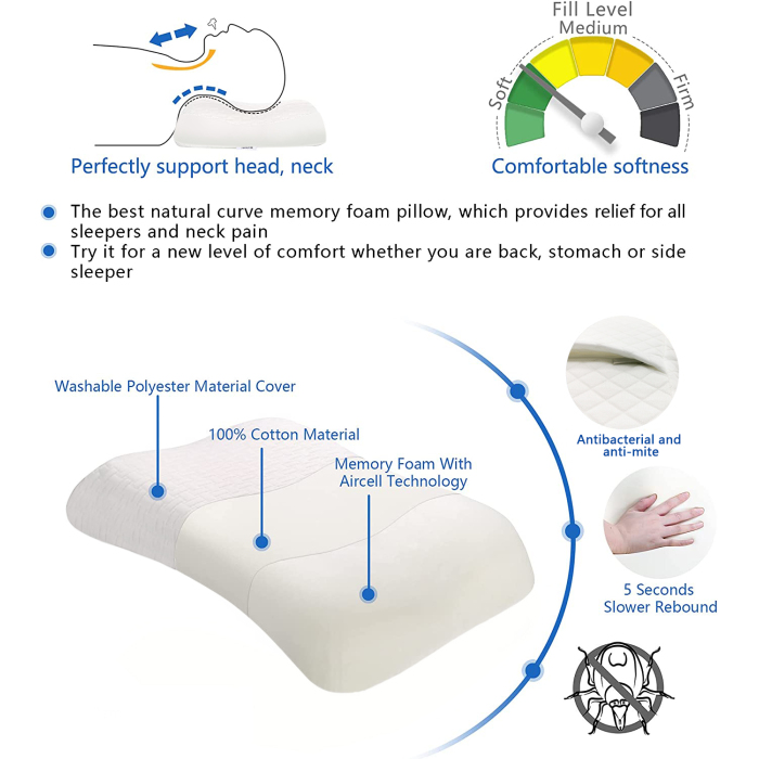 Contour Memory Foam Pillows For Neck Pain Cervical Pillow
