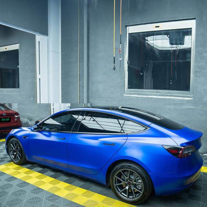 Quality Satin Chrome Blue Car Vinyl Wrap For Sale