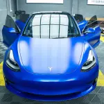 Satin Chrome Blue Car Vinyl Wrap 