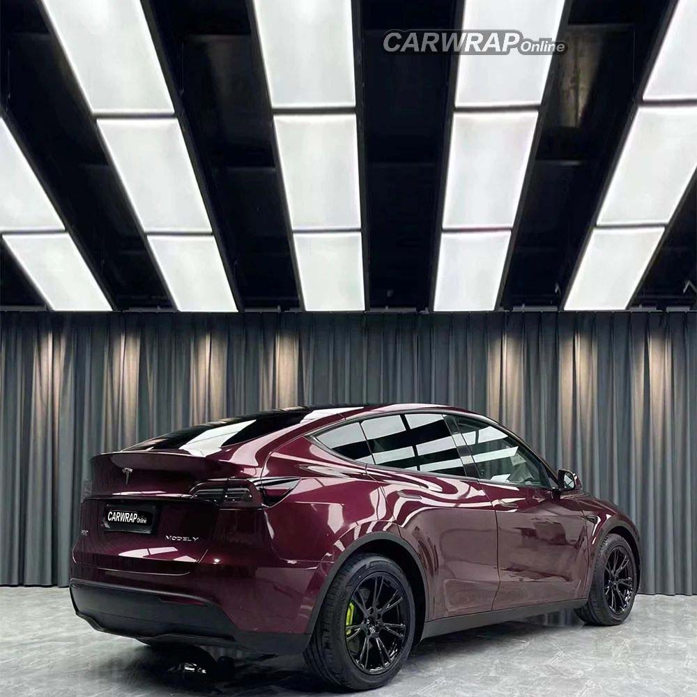 Gloss Metallic Rosewood Red Car Vinyl Wrap