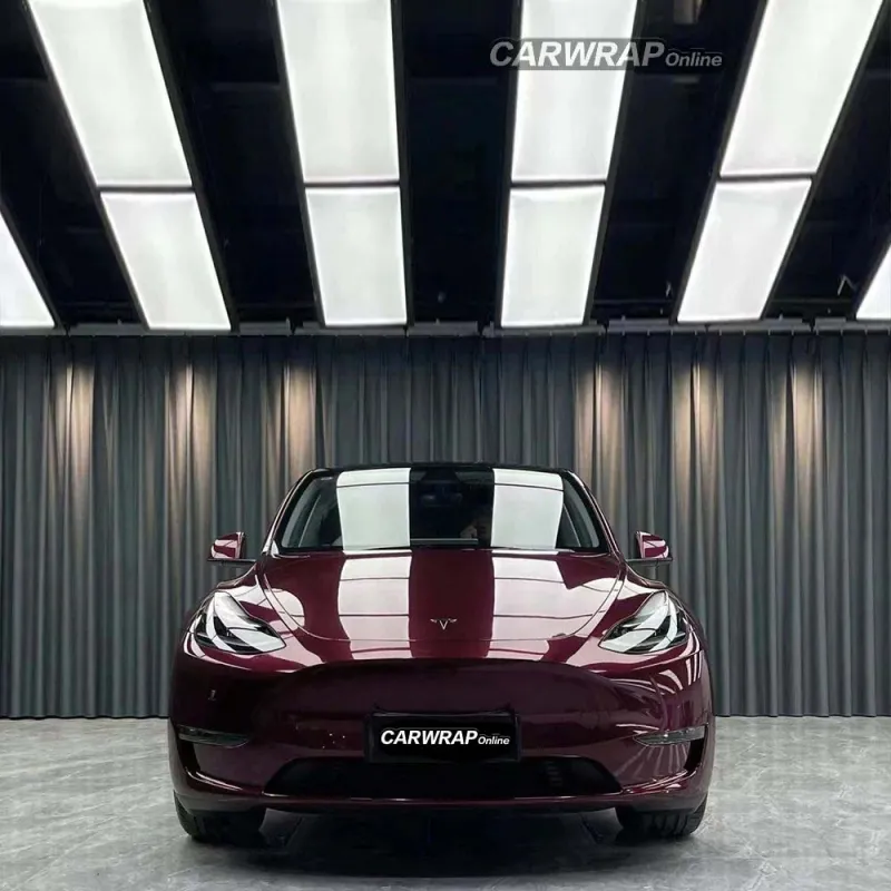 Gloss Metallic Rosewood Red Car Vinyl Wrap