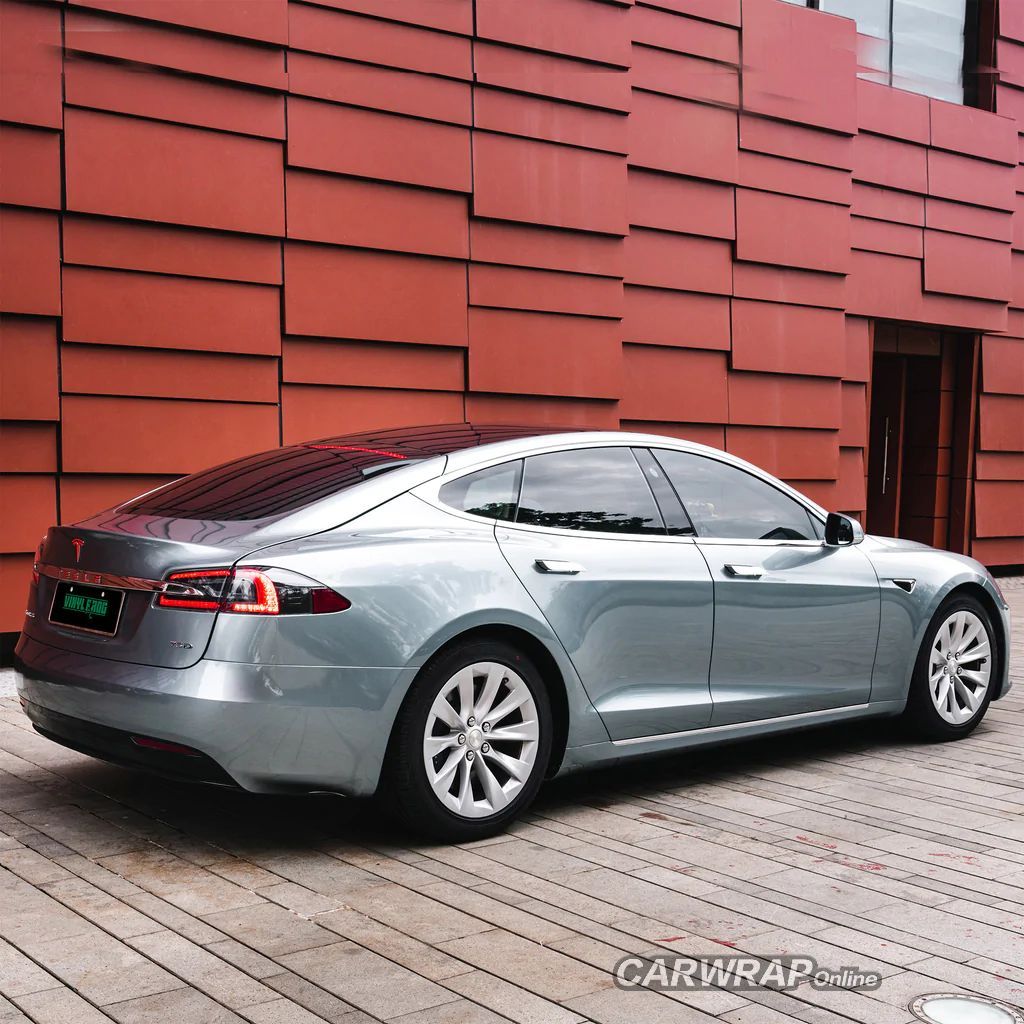 Gloss Metallic Light Steel Blue Car Vinyl Wrap