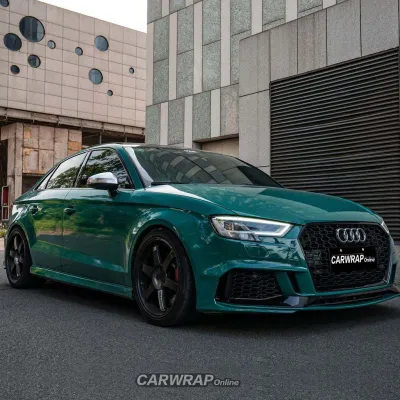 Super Gloss Pine Green Car Vinyl Wrap 02