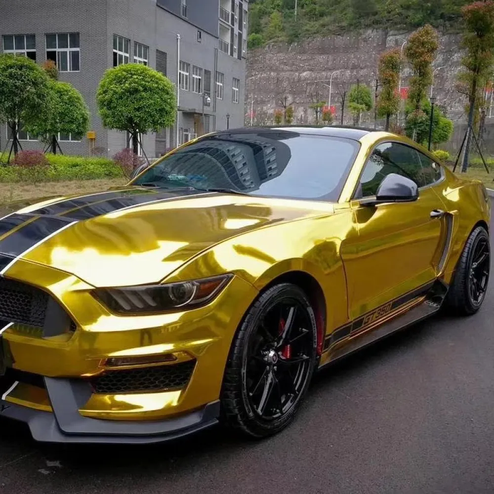 Chrome Mirror Gold Car Vinyl Wrap