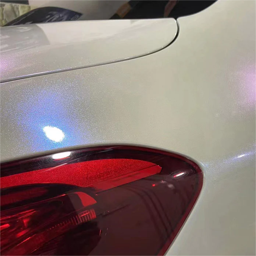 Glitter Metallic Diamond Blue White Car Vinyl Wrap