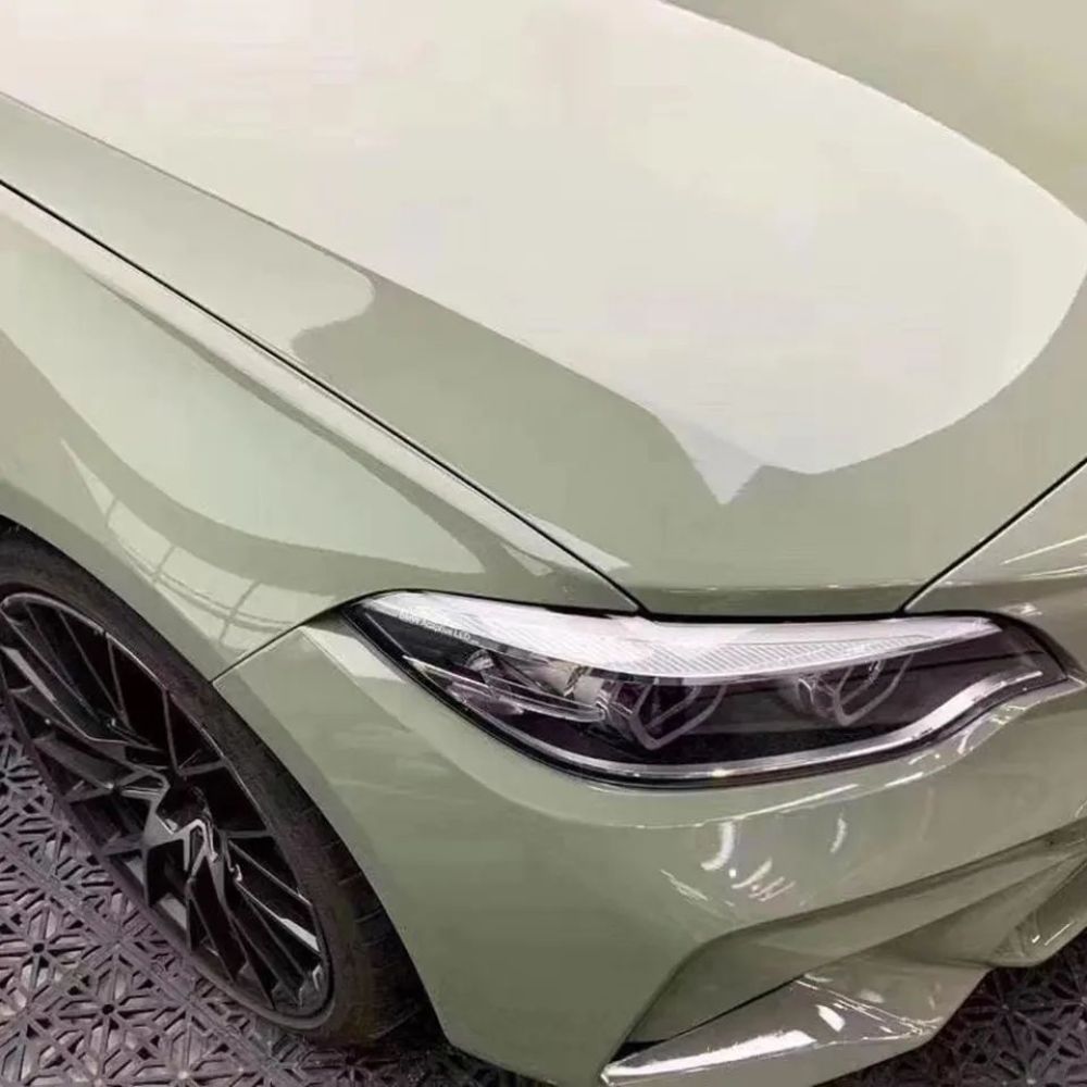 PET Super Gloss Light Khaki Grey Car Vinyl Wrap
