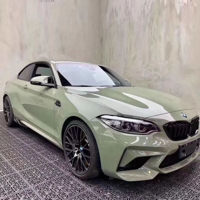 PET Super Gloss Light Khaki Grey Car Vinyl Wrap 02