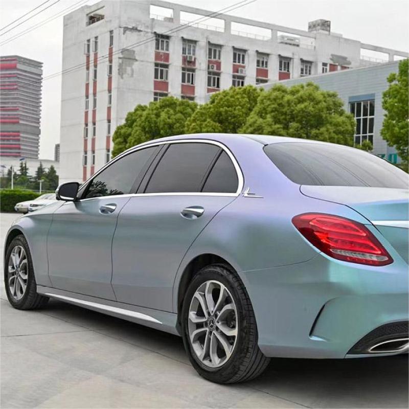 Matte Diamond Gray Blue Car Vinyl Wrap