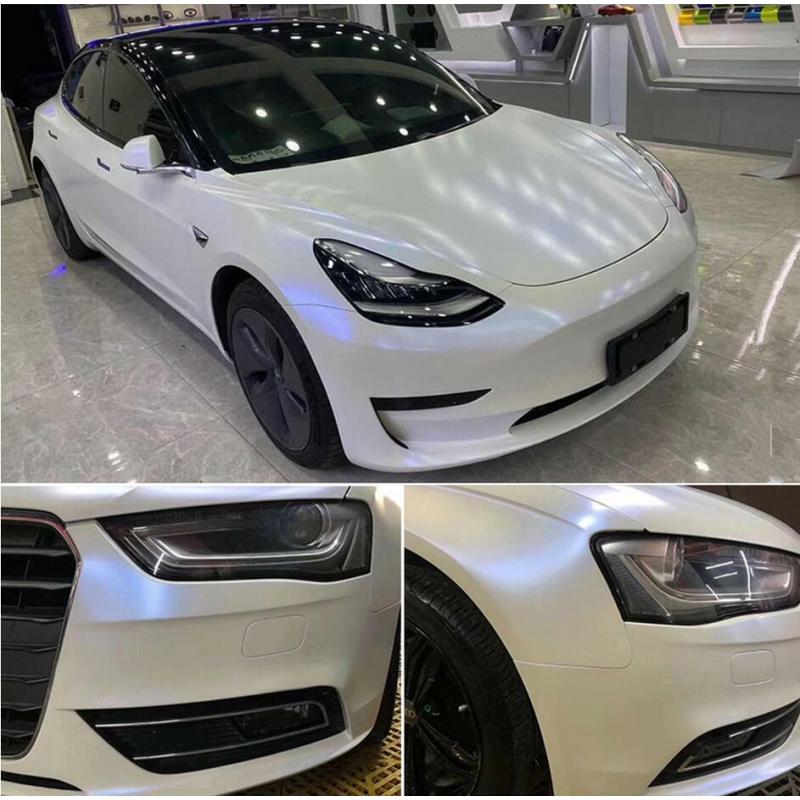 Matte White Blue Car Vinyl Wrap