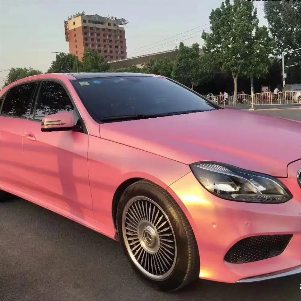 Matte Diamond Gold Pink Car Vinyl Wrap