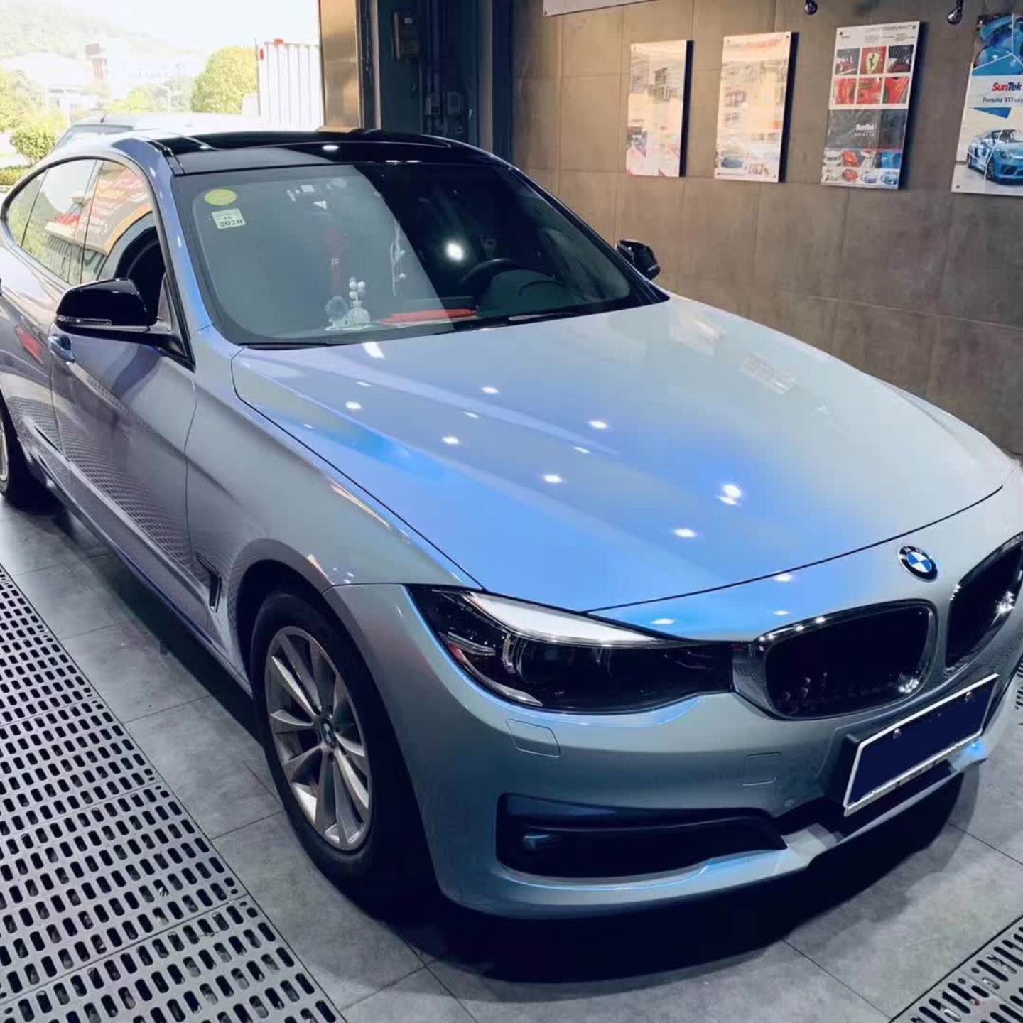 Gloss Diamond Gray Blue Car Vinyl Wrap