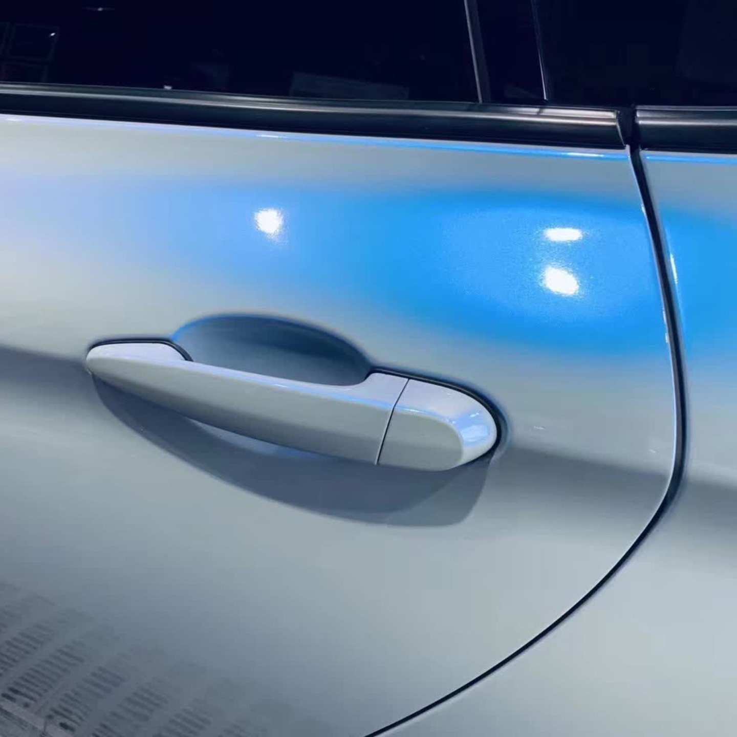 Gloss Diamond Gray Blue Car Vinyl Wrap