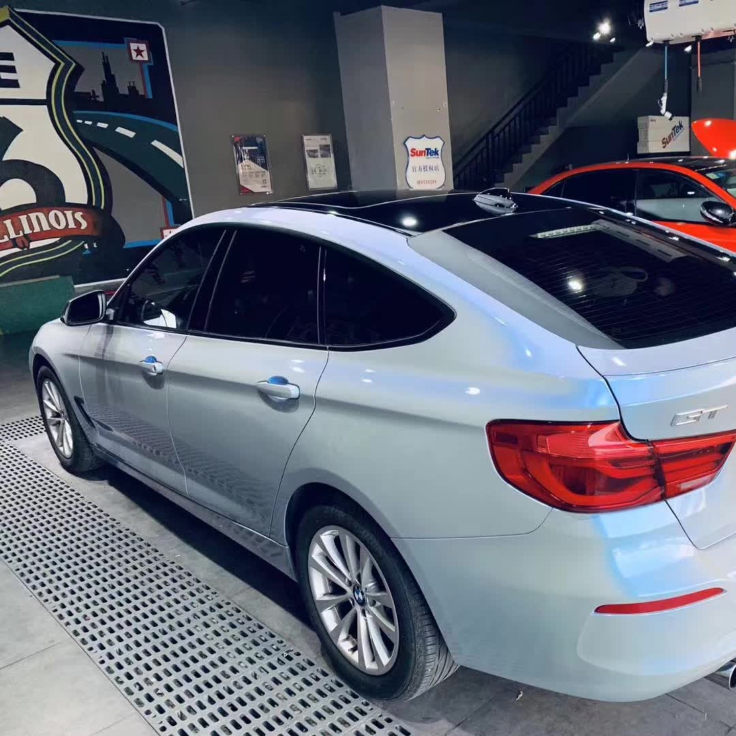 Gloss Diamond Gray Blue Car Vinyl Wrap