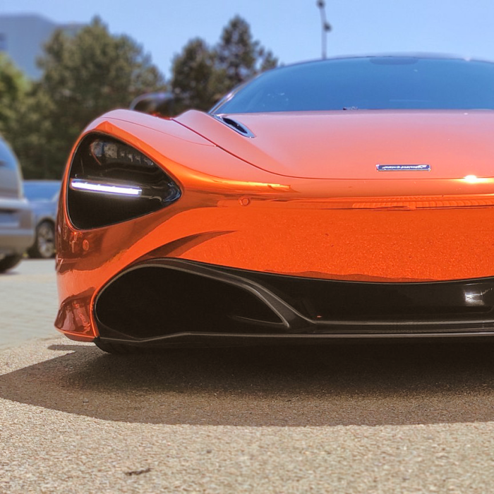 Chrome Mirror Orange Car Wrap