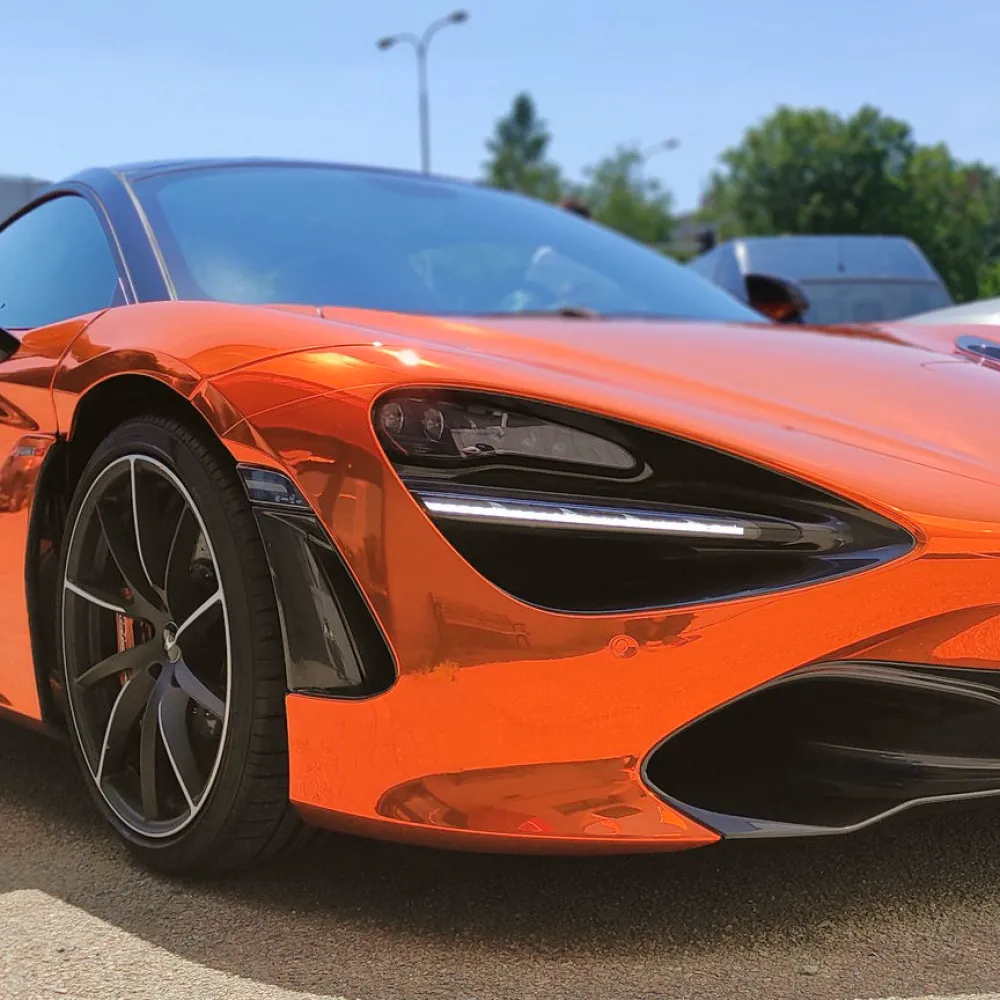 Chrome Mirror Orange Car Vinyl Wrap