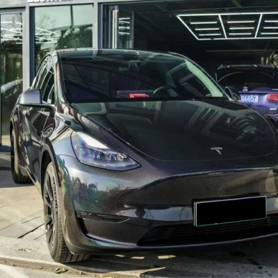 Glossy Laser Black Car Vinyl Wrap 02