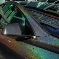 Gloss Metallic Black Rainbow Car Wrap