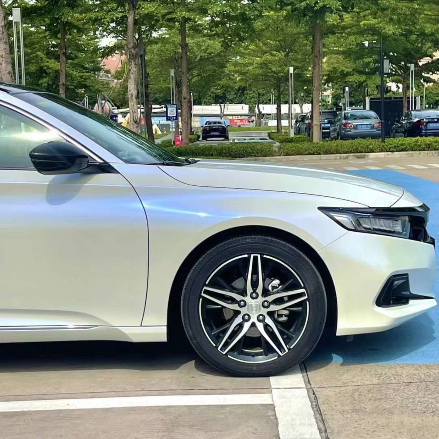 Gloss White Blue Car Vinyl Wrap