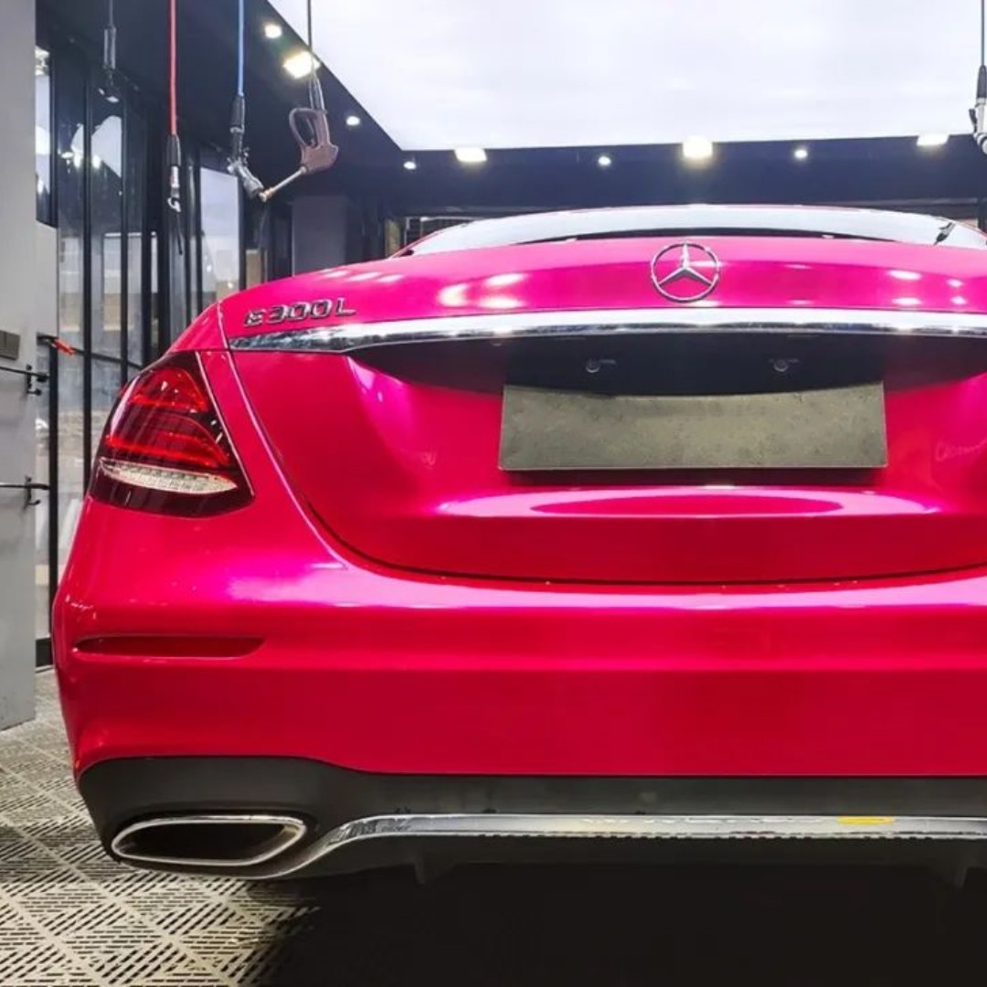  Super Gloss Metallic Rose Red Car Vinyl Wrap