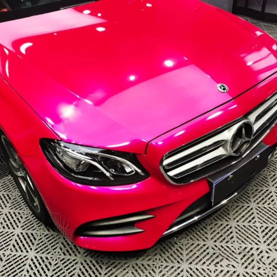  Super Gloss Metallic Rose Red Car Vinyl Wrap