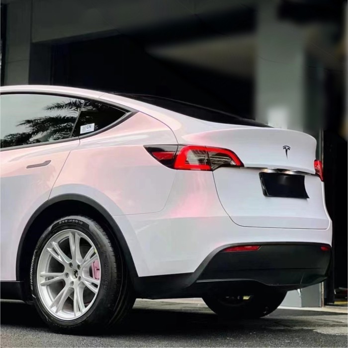  Gloss Metallic Pink to White Car Vinyl Wrap 