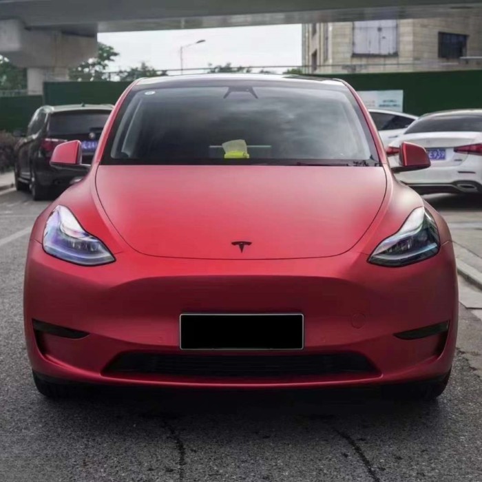 Satin Chrome Prismatic Red  Vinyl Wrap