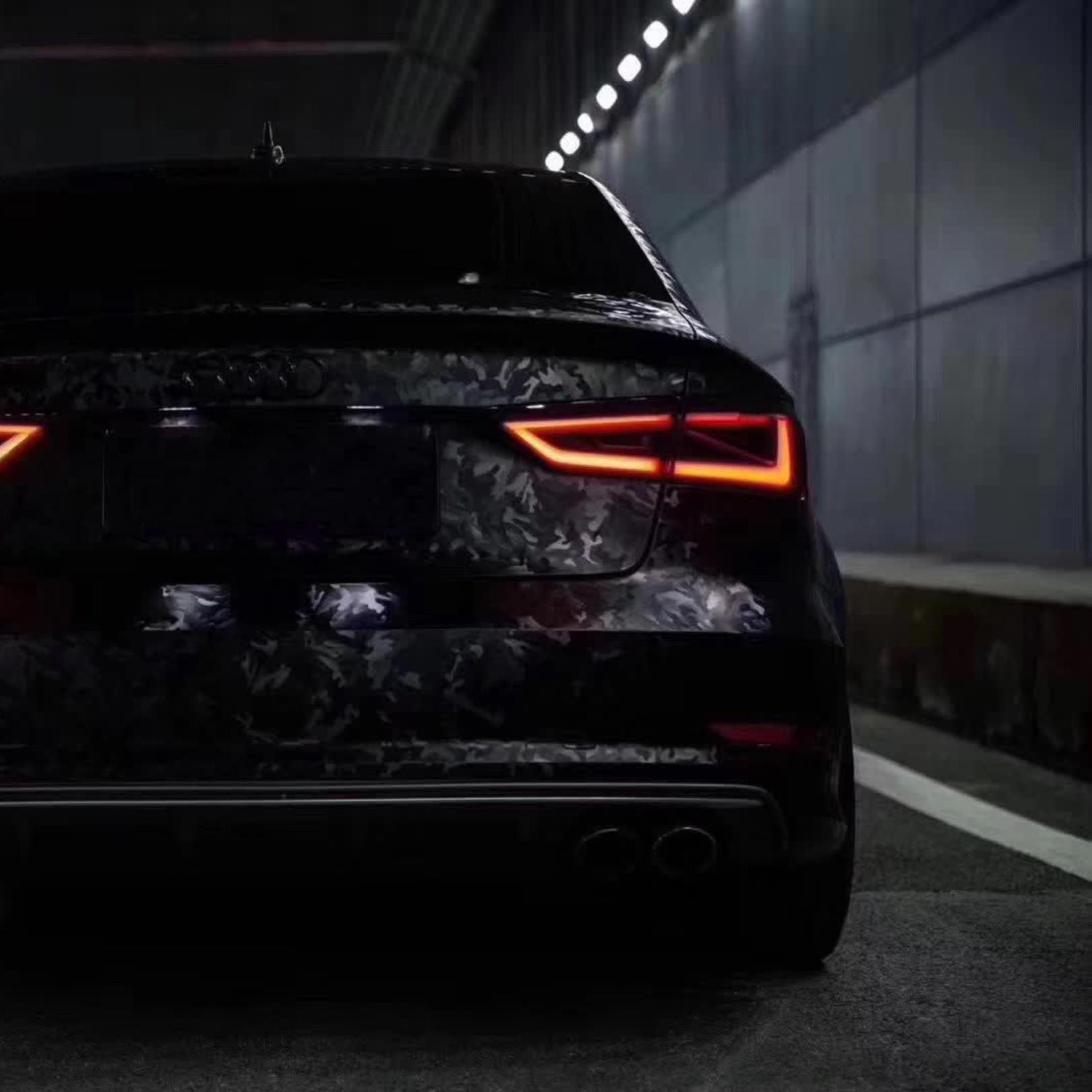 Matte 3D Camouflage Black Car Vinyl Wrap