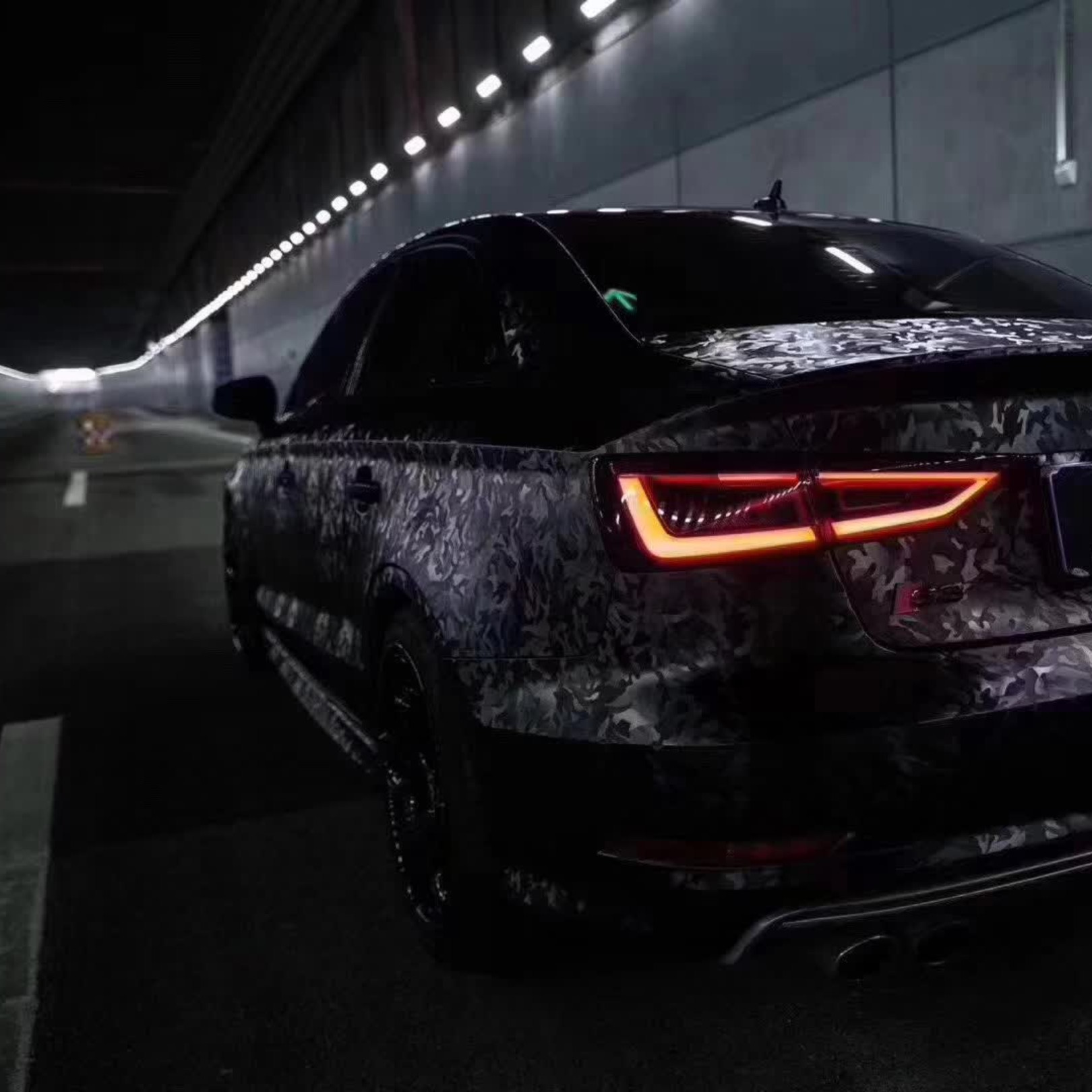 Matte 3D Camouflage Black Car Vinyl Wrap