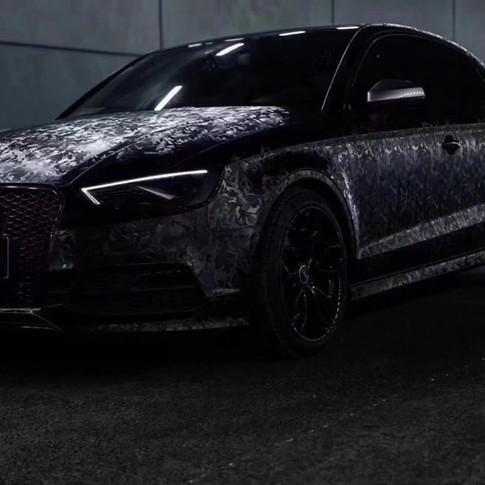 Gloss 3D Camouflage Black Car Wrap