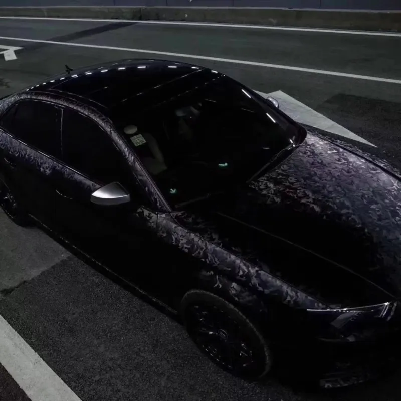 Matte 3D Camouflage Black Car Vinyl Wrap
