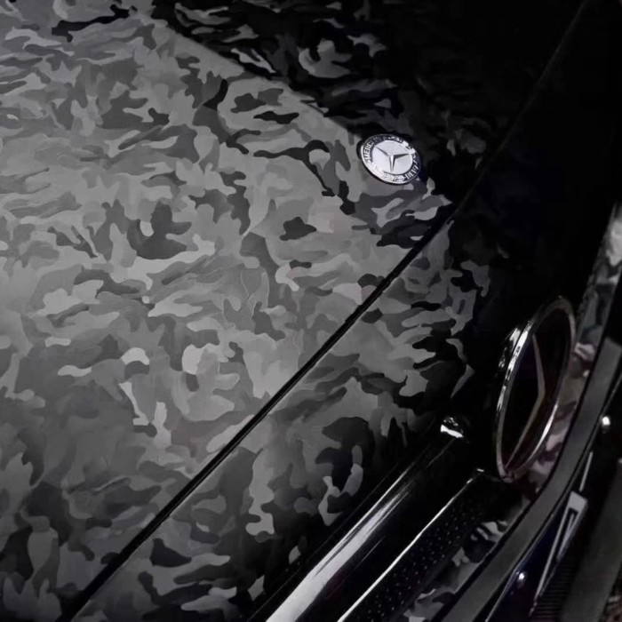 Gloss 3D Camouflage Black Car Wrap