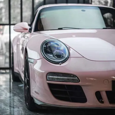 Super Gloss Pale Pink Car Vinyl Wrap 02