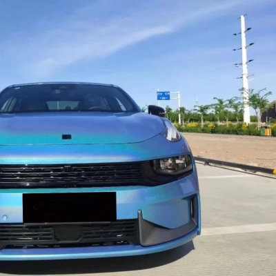 Glossy Laser Blue Car Vinyl Wrap 02