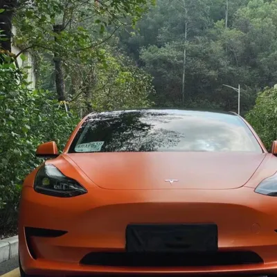 Matte Metallic Orange Car Vinyl Wrap 02