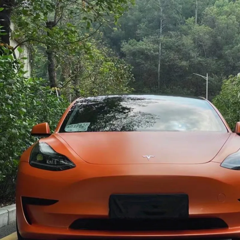 Matte Metallic Orange Car Vinyl Wrap