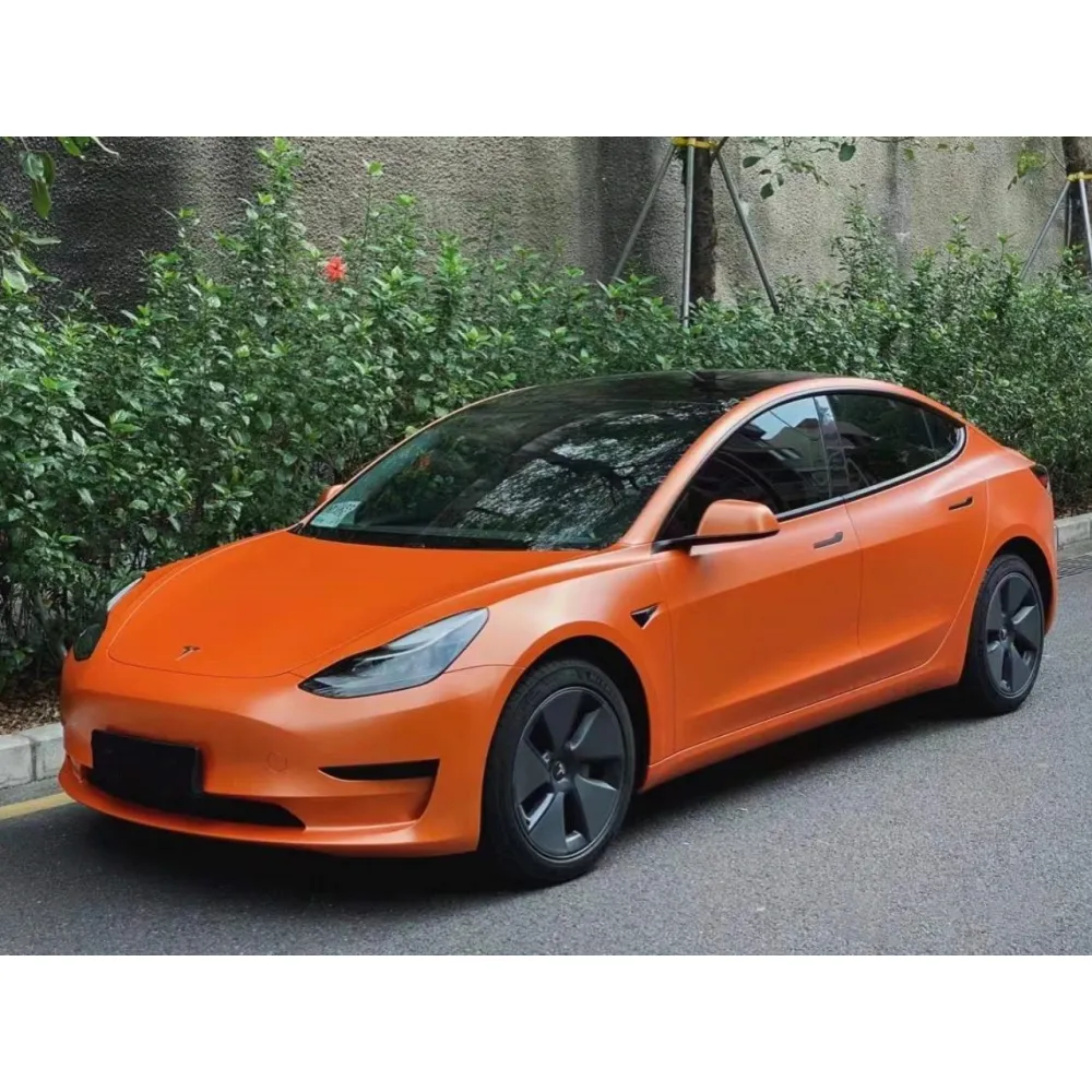 Matte Metallic Orange Car Vinyl Wrap