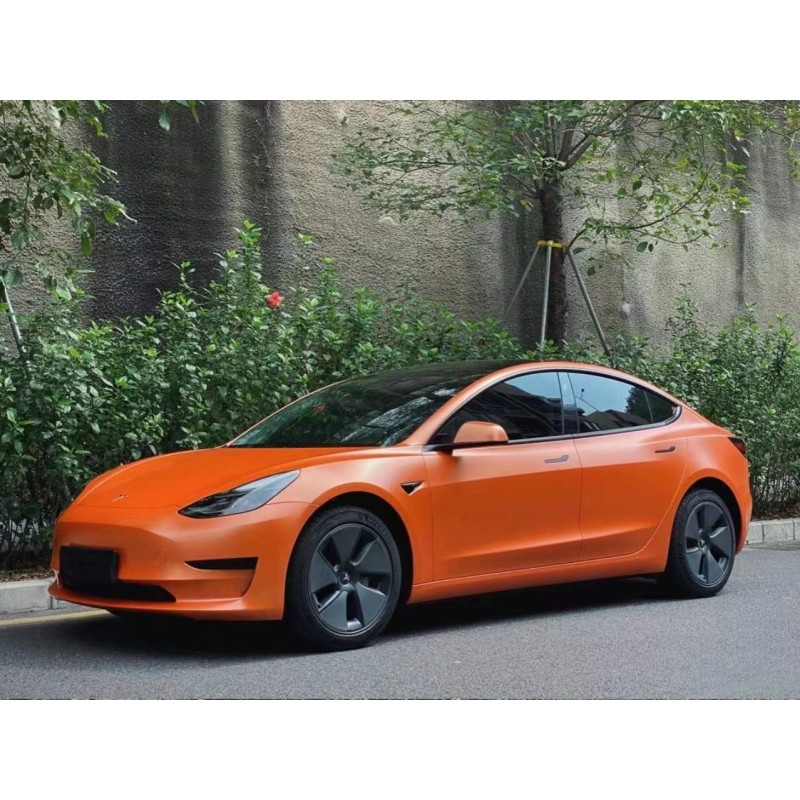 Matte Metallic Orange Car Vinyl Wrap