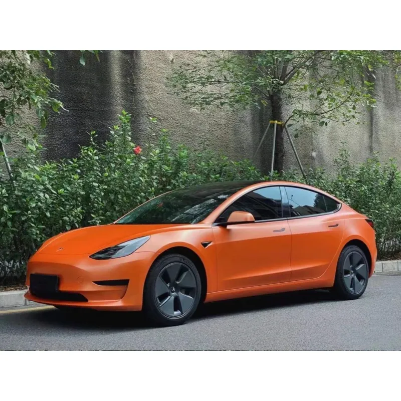 Matte Metallic Orange Car Vinyl Wrap