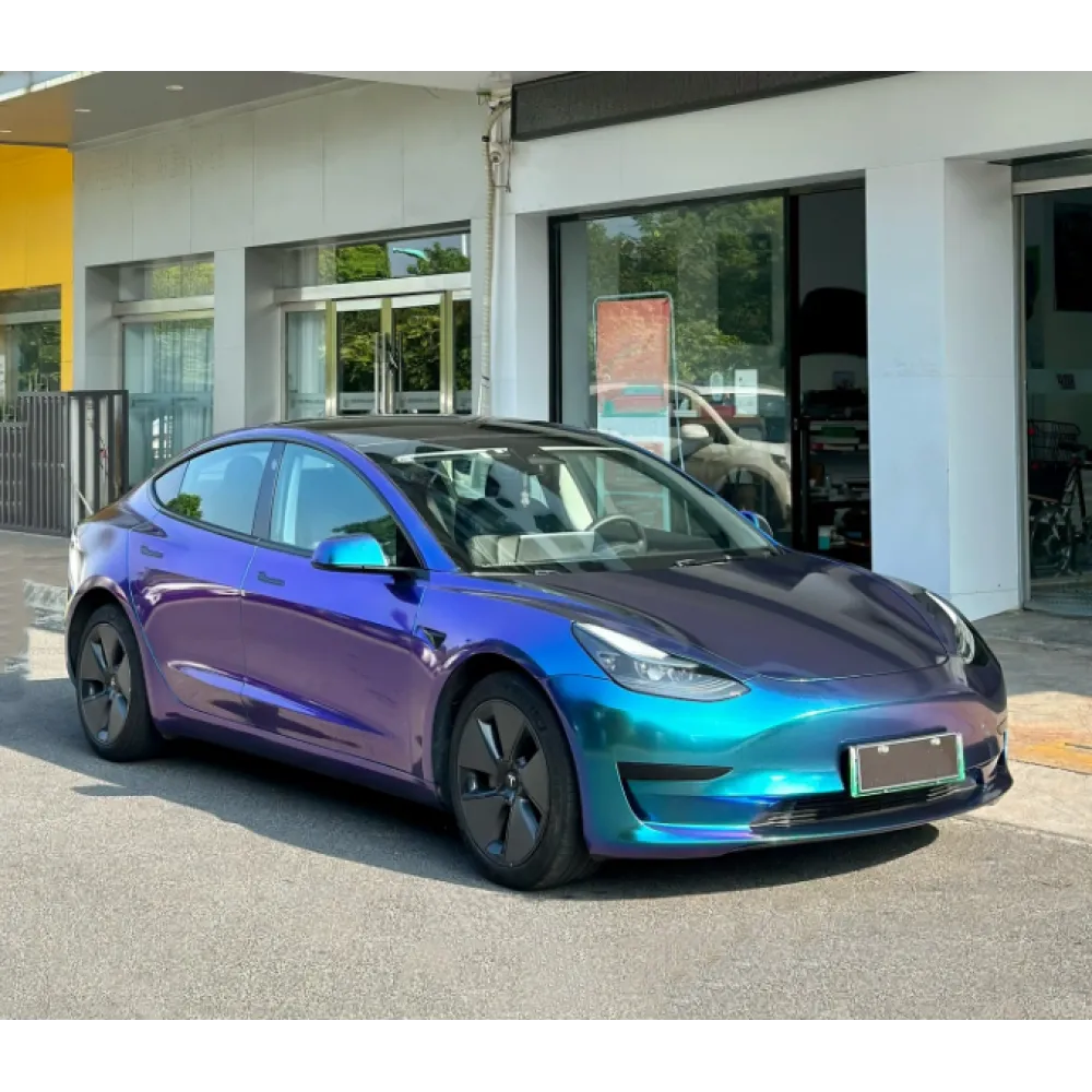 Gloss Diamond Purple Blue Car Vinyl Wrap