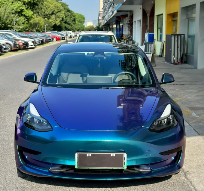 Gloss Diamond Purple Blue Car Vinyl Wrap