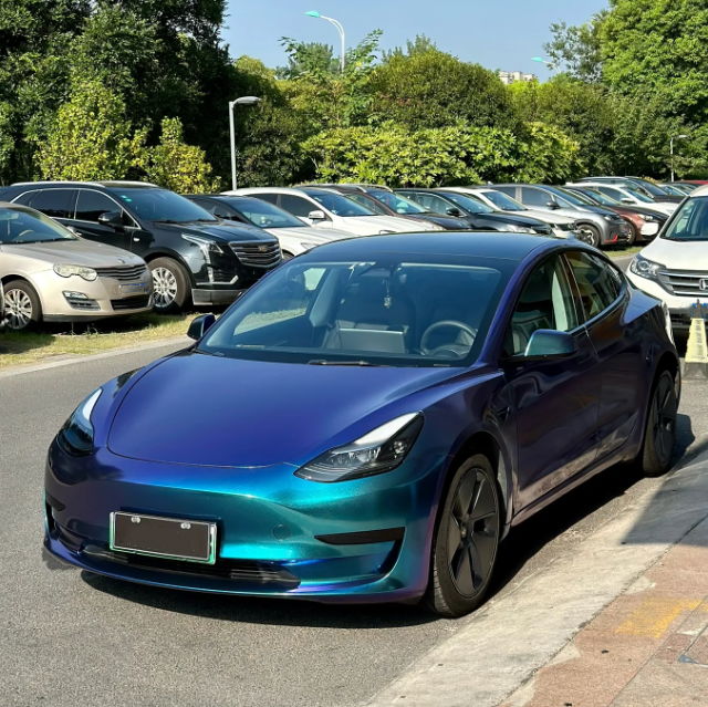 Gloss Diamond Purple Blue Car Vinyl Wrap