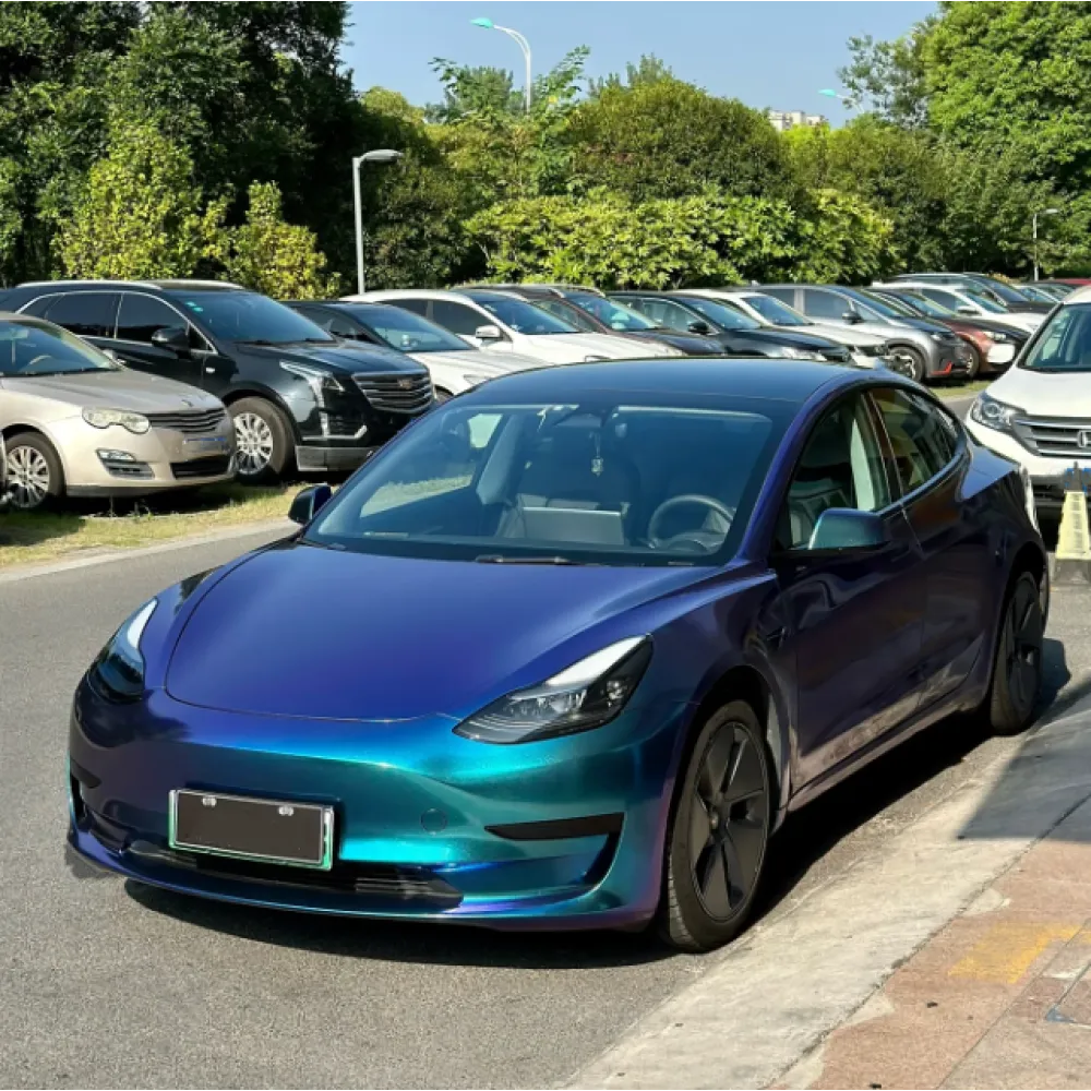 Gloss Diamond Purple Blue Car Vinyl Wrap