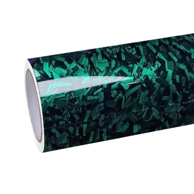 Super Gloss Black Green Carbon Car Vinyl Wrap 01