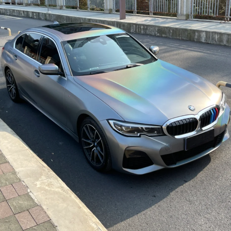 Matte Rainbow Holographic Sliver Car Vinyl Wrap