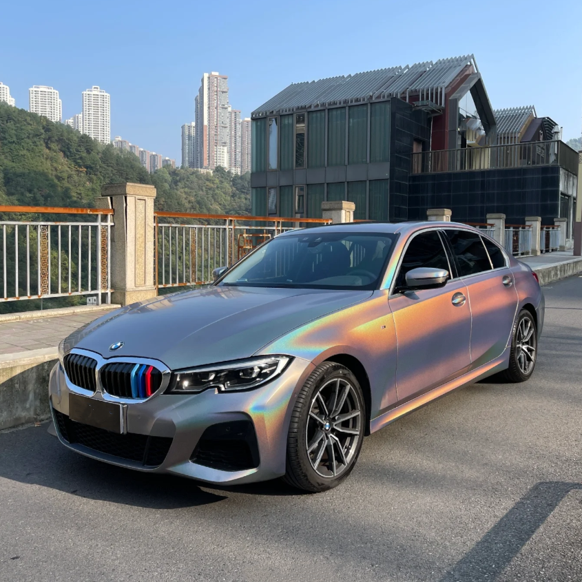 Matte Rainbow Holographic Sliver Car Vinyl Wrap